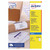 CW Office Avery Qckdry WHT Add 4LBLS/SHT BX100, image of a box of Avery address labels with printed address examples on brown paper rolls.
