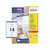 Product CW Office Avery Lsr Add Lbls WHT 14L/SHT BX 40, image of white adhesive address labels in a box suitable for laser printers.