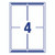Product CW Office Avery Lsr Add Lbls WHT 4L/SHT BX 100, a set of four white labels packaged in a box.