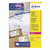 Product CW Office Avery Lsr Add Lbls WHT 18L/SHT BX100, image showing packaging of Avery address labels with white labels, brown mailing tube, and promotional graphics.