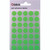 CW Office Blick Fluorescent Labels 13mm Green, package of self-adhesive green round labels for organization and labeling.
