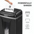 CW Office Fellowes 450M Micro-Cut Shredder, black office shredder with paper shreds coming out, shredding 9 sheets of paper.