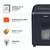 CW Office Fellowes Powershred 10M Mcut Shrd, image showing shredder with features including shredding up to 10 sheets, micro-cut security, safety lock, and suitable for one user at a desk.