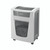 CW Office Leitz Iq Office Pro Micro-Cut Shredder, a compact white and gray office shredder with a transparent waste bin filled with shredded paper.