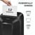 CW Office Fellowes Powershred LX201 Mcut Shrd paper shredder, black paper shredder with a sheet of paper labeled 12 sheets being shredded.