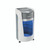 CW Office Leitz Optimax P-5 Shredder White, modern paper shredder with a compact design, white and gray color with a blue transparent bin, featuring control buttons on the top for easy operation.
