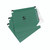CW Office Q-Connect Lateral File 275MM PK25, green lateral filing folders with black clips and a label holder.