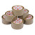 CW Office Pkgg Tape PP Buff 48MMX66M PK6, six rolls of beige packing tape stacked together for packaging and sealing.