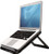 Various Fellowes Laptop Stand for Desk - I-Spire Quick Lift Adjustable Laptop Stand for the Home and Office - Portable Laptop Stand with 7 Height Adjustments - Max Monitor Size 17", black color, holding a white laptop with black keyboard in an elevated position.