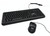 Various Origin USB Keyboard and Mouse combo, black wired keyboard and ergonomic mouse on a white background.