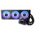 CW Office ASRock Phantom Gaming 360 LCD AIO Liquid CPU Cooler, 360mm all-in-one liquid cooler with three RGB fans, a customizable LCD pump display, black radiator, and tubing.