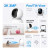 CW Office TP-Link Tapo C210P2 Pan/Tilt Home Security Wi-Fi Camera, 2-Pack, product infographic showing white indoor cameras and features including 2K 3MP video, pan and tilt viewing, motion tracking, baby crying detection, night vision, and app notifications.