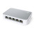 CW Office TP-Link SOHO TL-SF1005D 5-Port 10/100Mbps Desktop Switch, compact white and silver Ethernet network switch with five ports, shown at an angle