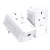 CW Office TP-Link TL-PA7017P KIT AV1000 Gigabit Passthrough Powerline Starter Kit, white powerline adapters with passthrough sockets shown together