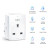 CW Office TP-Link Tapo P100 (4-pack) Mini Smart Wi-Fi Socket, 4 pack, compact white smart plug shown with icons highlighting Wi-Fi control, voice control, scheduling, energy monitoring, and app compatibility