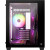 CW Office Aerocool ACCS-ES02163.11 Mid-Tower PC Case, black ATX case with tempered glass side panel, visible RGB fan and purple interior lighting