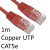Cartridge World RJ45 (M) to RJ45 (M) CAT5e 1m Red OEM Moulded Boot Copper UTP Network Cable 