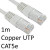 Cartridge World RJ45 (M) to RJ45 (M) CAT5e 1m White OEM Moulded Boot Copper UTP Network Cable 