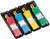 Post-it PostIt Index Flags 12mm, image showing a set of four packs with 140 colored index tabs in red, blue, yellow, and green, arranged in a black plastic storage case.