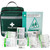 School Outing First Aid Kit, portable first aid bag with essential medical supplies including bandages, gloves, a pupil accident book, and wound dressing for emergencies.