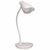 CW Office Unilux Desk Lamp Ukky LED White, modern adjustable white desk lamp with LED lighting on a smooth round base.