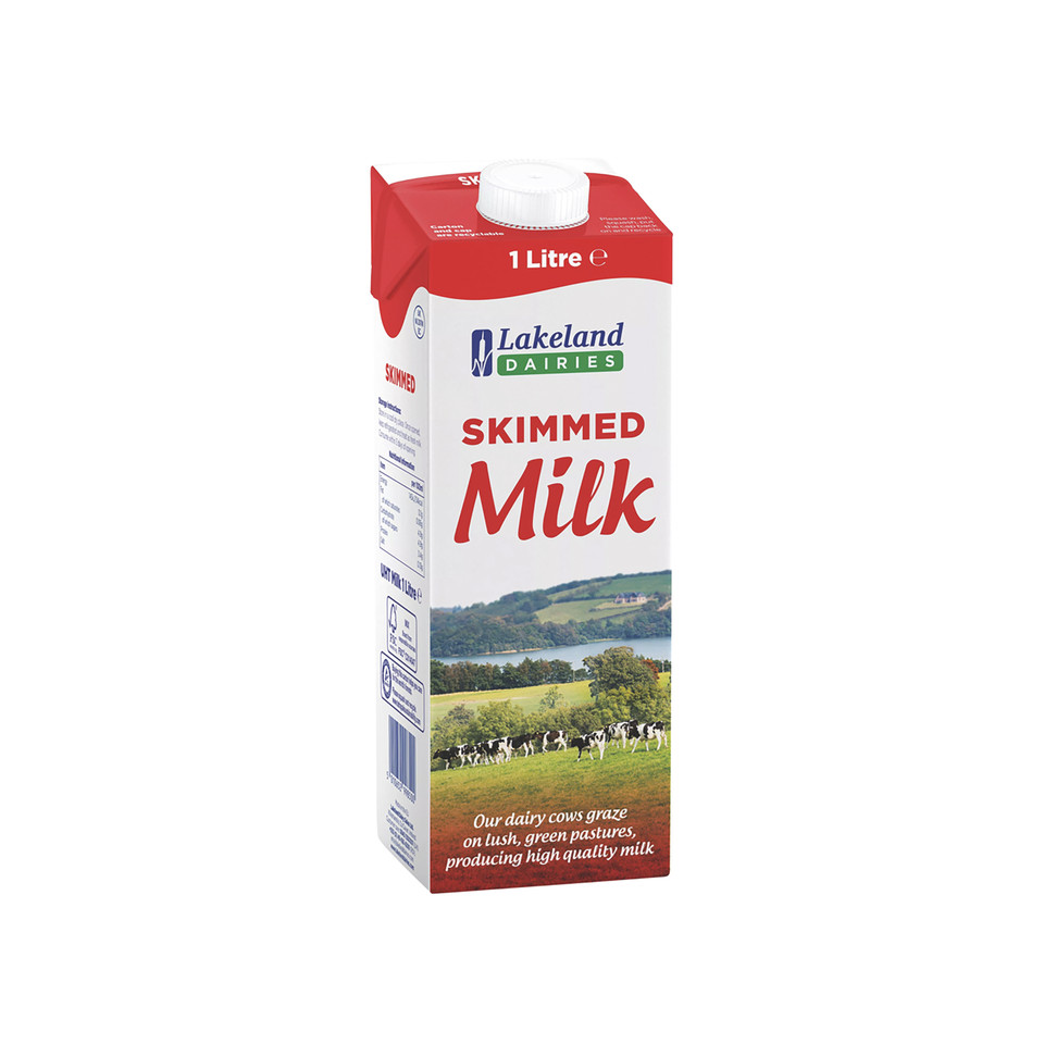 Lakeland Skimmed Milk 1 Litre PK12 - Hot Drinks - Milk