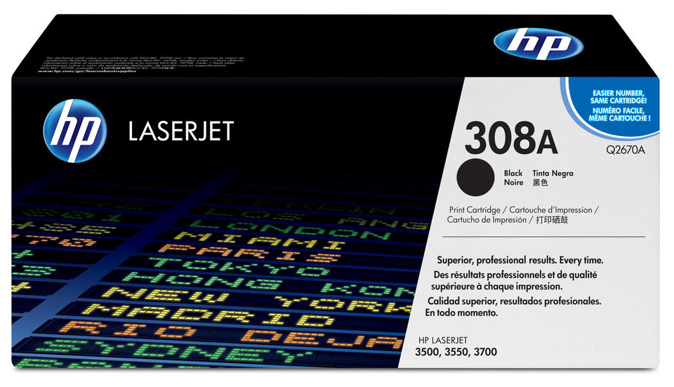 HP 308A Original Black Toner Cartridge - HP Color LaserJet Series Toner Cartridges - HP Color LaserJet 3700 Toner Cartridges
