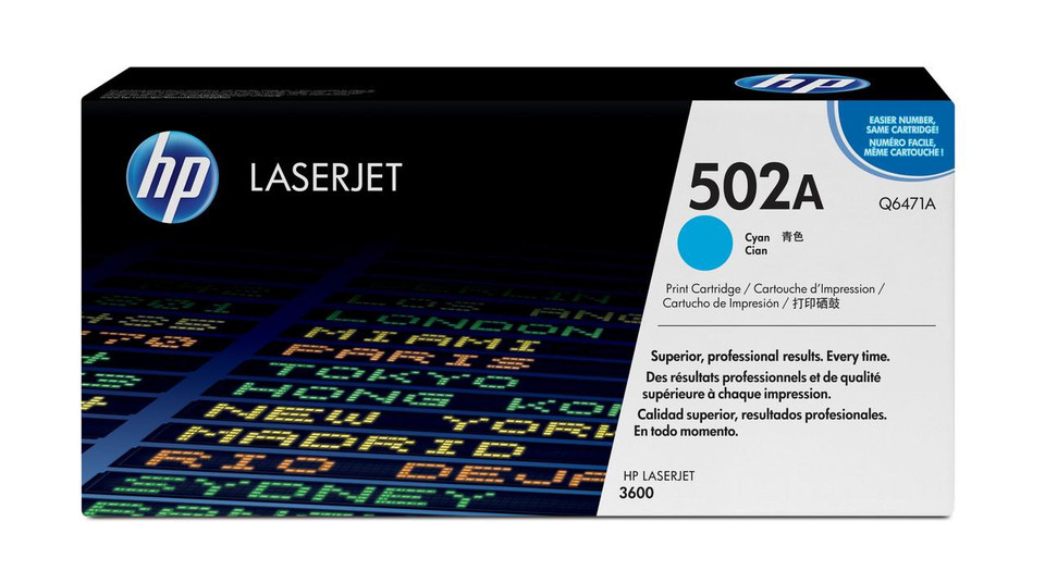 HP 502A Original Cyan Toner Cartridge - HP Color LaserJet CP Series Toner Cartridges - HP Color LaserJet CP3505 Toner Cartridges