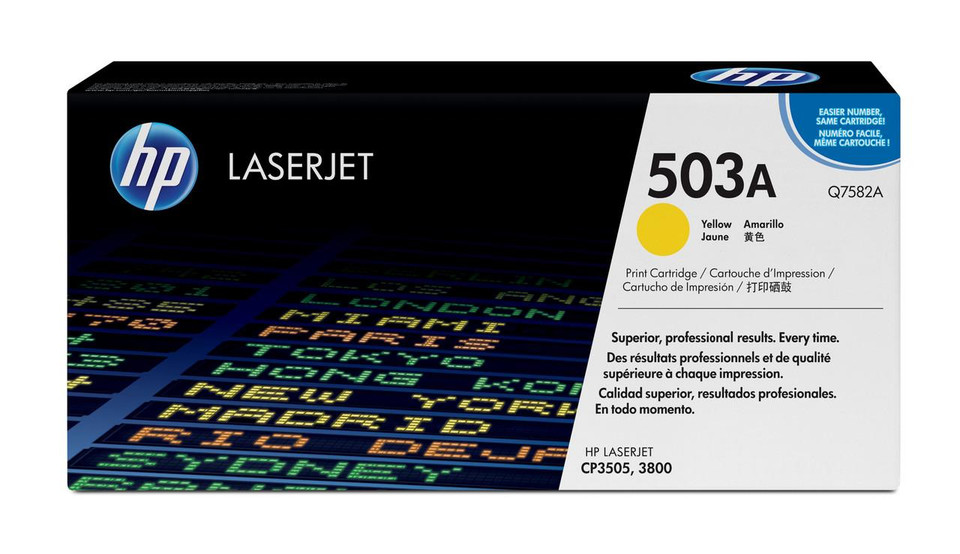 HP 503A Original Yellow Toner Cartridge - HP Color LaserJet CP Series Toner Cartridges - HP Color LaserJet CP3505 Toner Cartridges