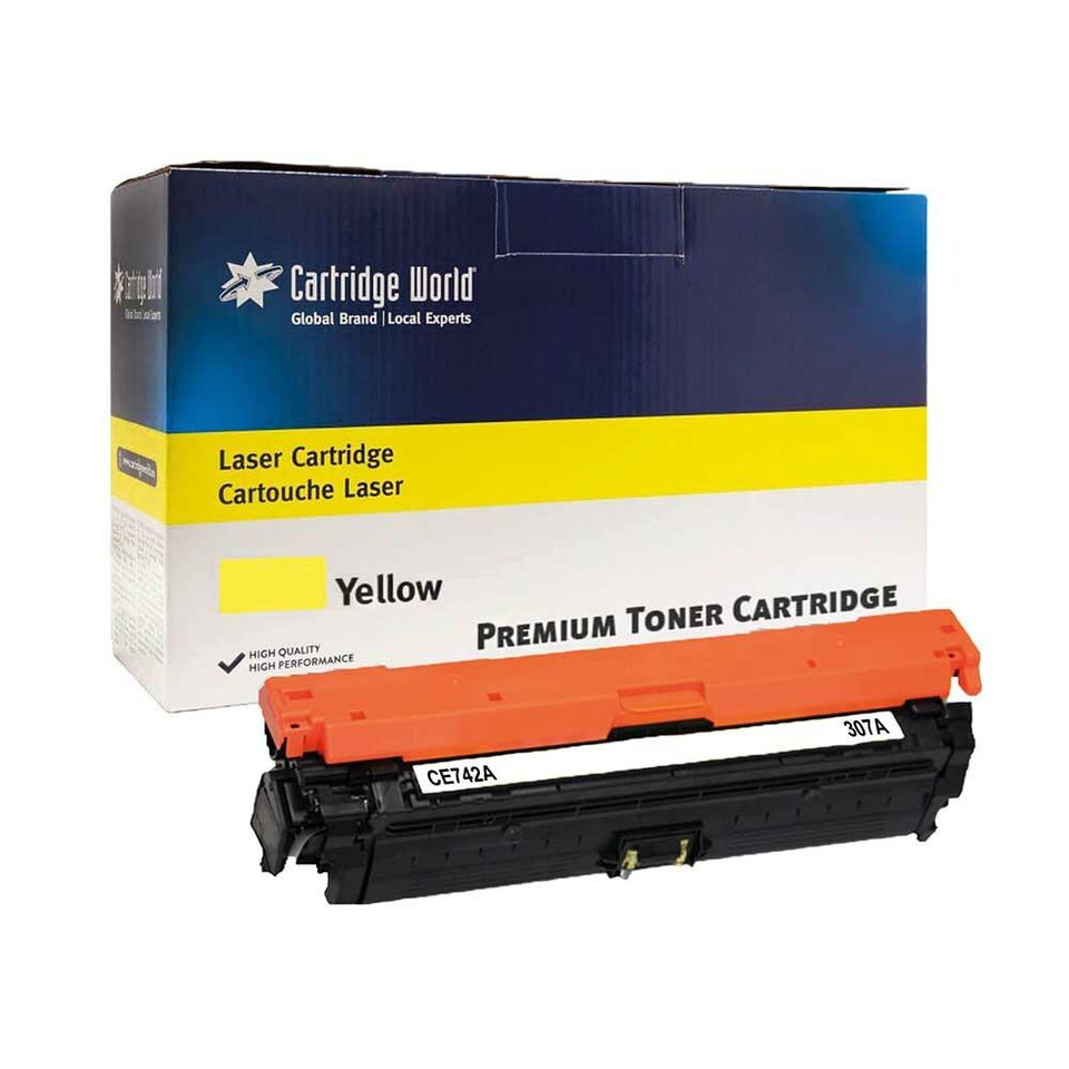 Compatible HP 307A Yellow LaserJet Toner Cartridge (CE742A) - HP Color LaserJet CP Series Toner Cartridges - HP Color LaserJet CP5225 Toner Cartridges