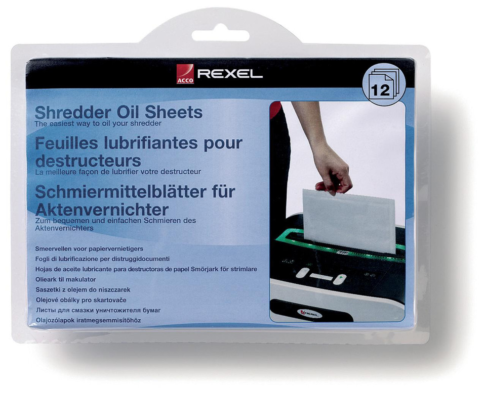 Rexel Shredder Oil Sheets (PK12) - Maintenance Supplies - Office Equipment Care