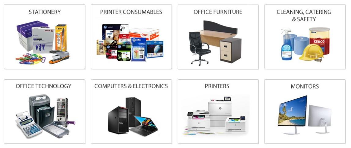 image showing various office supplies categories
