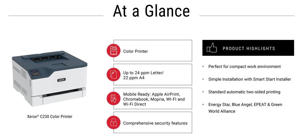 Xerox C230 At A Glance