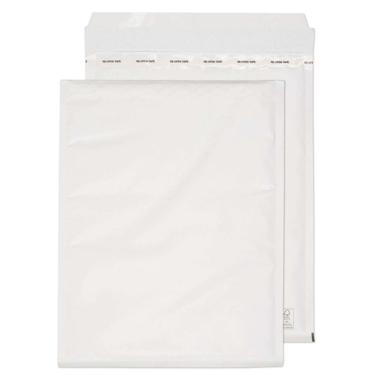 CW Office White P&S Bubble 90gsm 360x270 PK100, white bubble padded mailing envelopes, 90gsm thickness, pack of 100.
