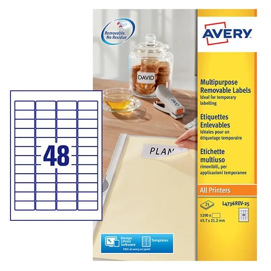 Stocking Labels Removable Avery Multipurpose Mini Removable Label 45.7x21.2mm 48 Per A4 Sheet ...
