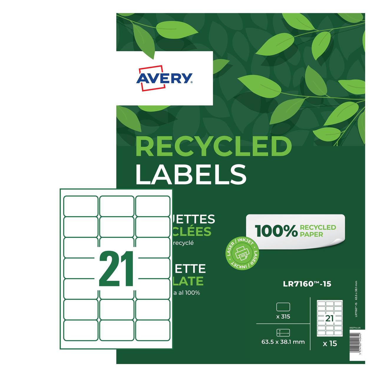Avery Sample Avery Laser Recycled Address Label 63.5x38.1mm 21 Per A4 Sheet White ...