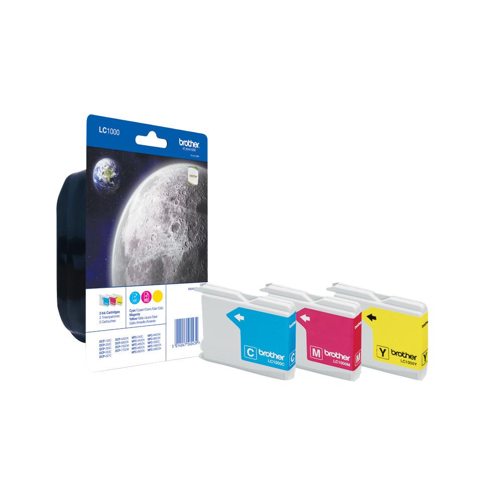 Brother Cyan Magenta Yellow Ink Cartridge 3 x 7ml Multipack - LC1000RBWBP
