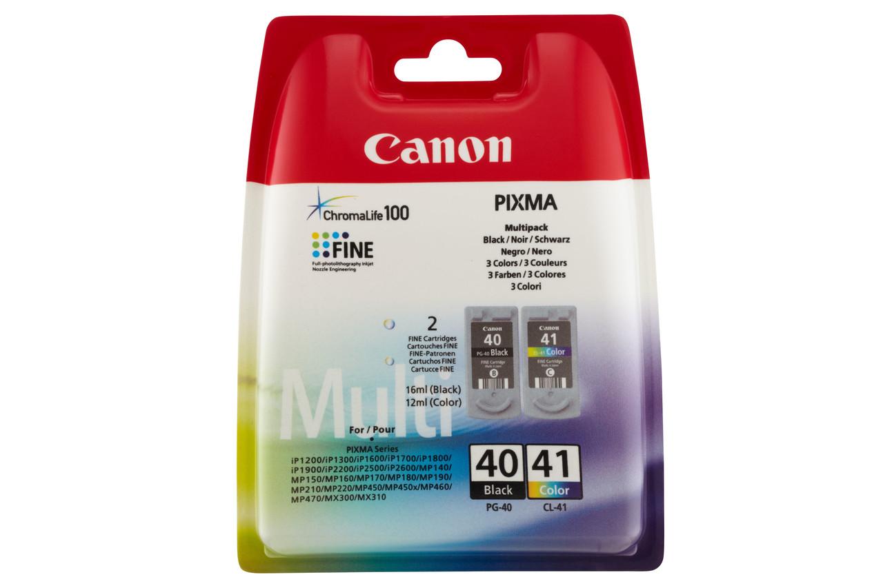 Canon PG40 CL41 Black Cyan Magenta Yellow Standard Capacity Ink Cartridge Multipack 2 x 16ml 12ml - 0615B043