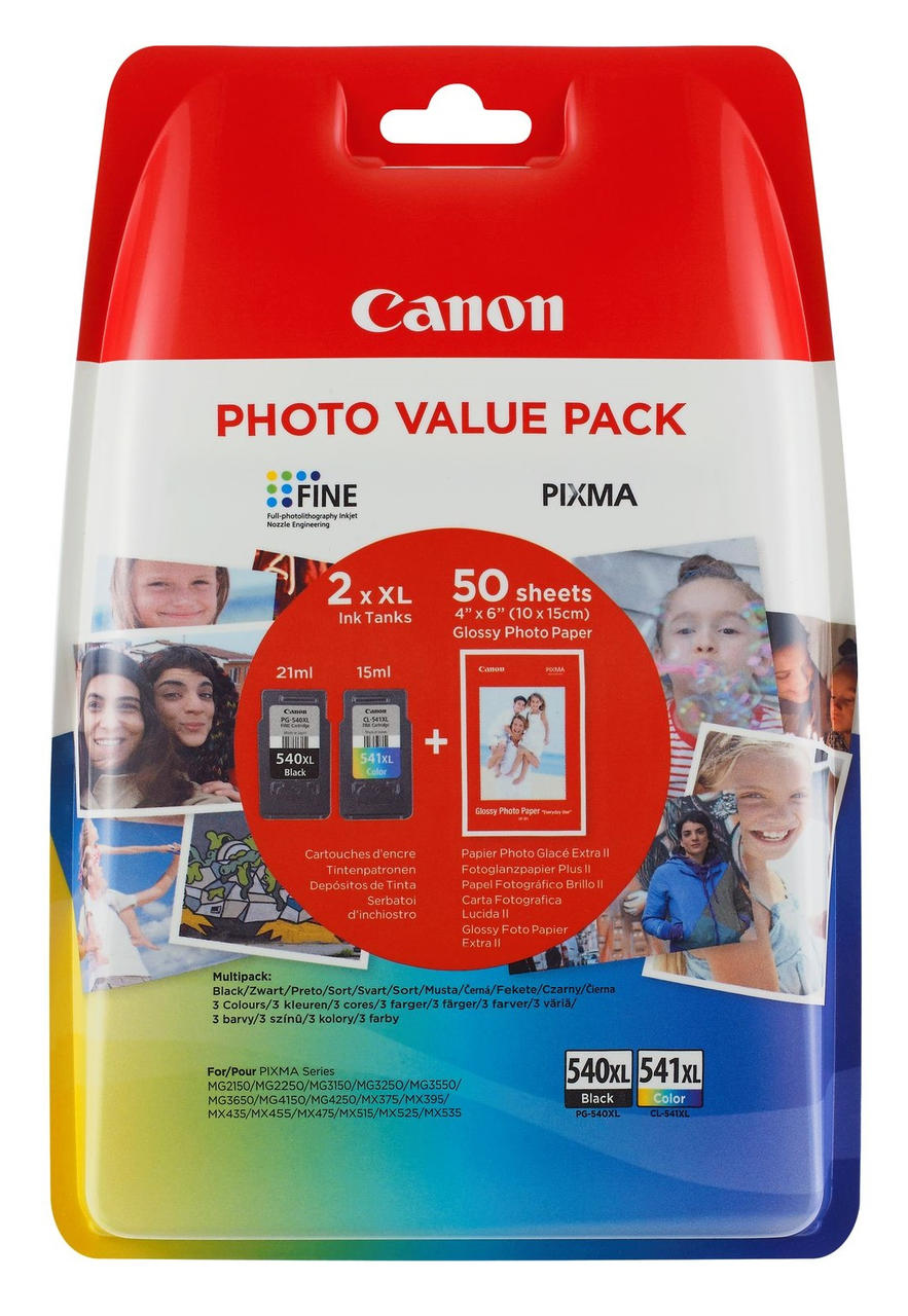Canon PG-540XL/CL-541XL 50x Photo Paper Value Pack ink cartridge Original Black,Cyan,Yellow,Magenta Multipack