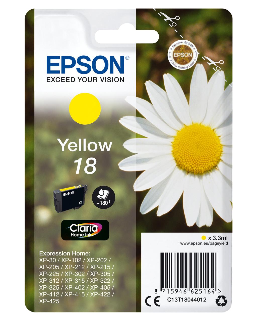 Epson 18 Daisy Yellow Standard Capacity Ink Cartridge 3ml - C13T18044012