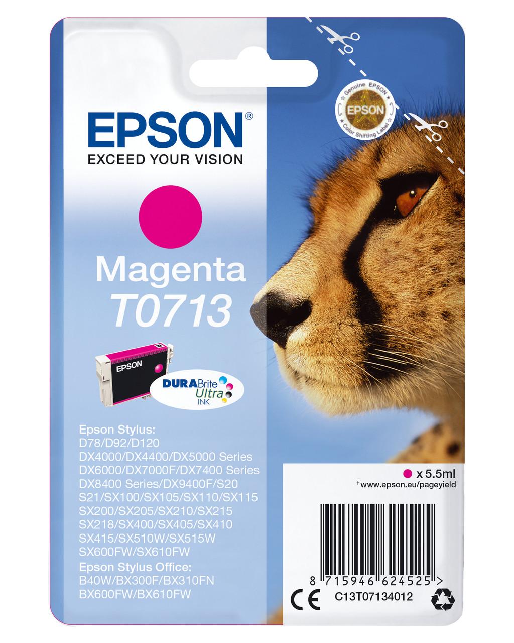 Epson T0713 Cheetah Magenta Standard Capacity Ink Cartridge 6ml - C13T07134012