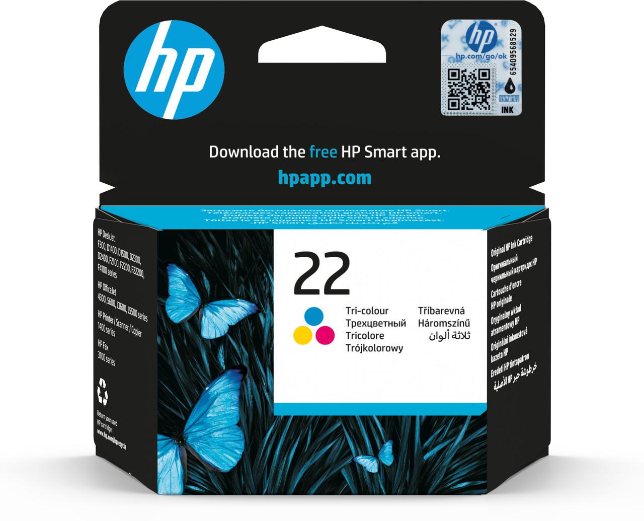 HP 22 Original Cyan, Magenta, Yellow Tri-Colour Ink Cartridge
