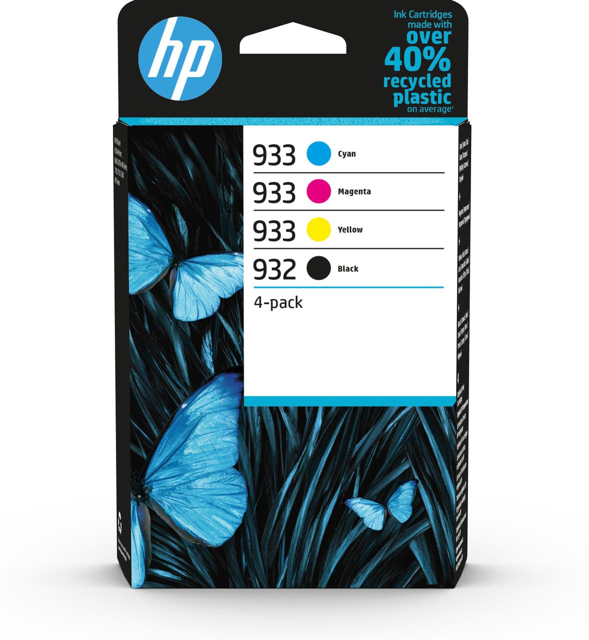HP 932/933 Cyan Magenta Yellow Black Ink Cartridge Combo 4 pack for HP OfficeJet 6100/6600/6700/7110/7510/7612 - 6ZC71AE