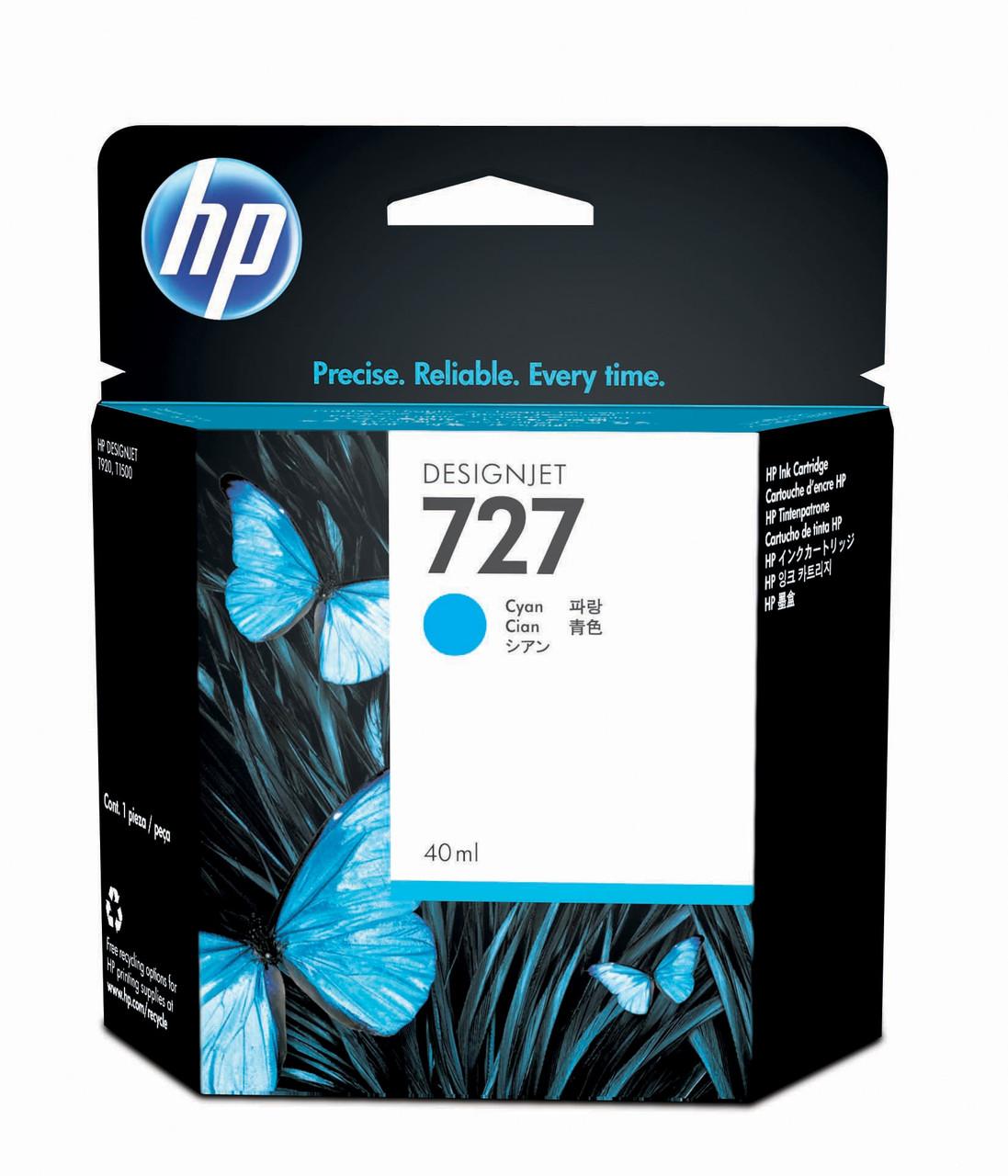 HP Original HP 727 Cyan Ink Cartridge (B3P13A)