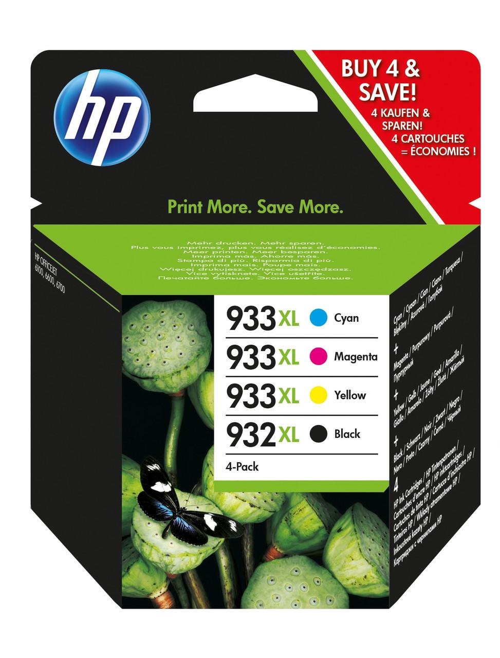HP Original HP 932XL/933XL Black,Cyan, Magenta, Yellow Multipack of Ink Cartridges (C2P42AE)