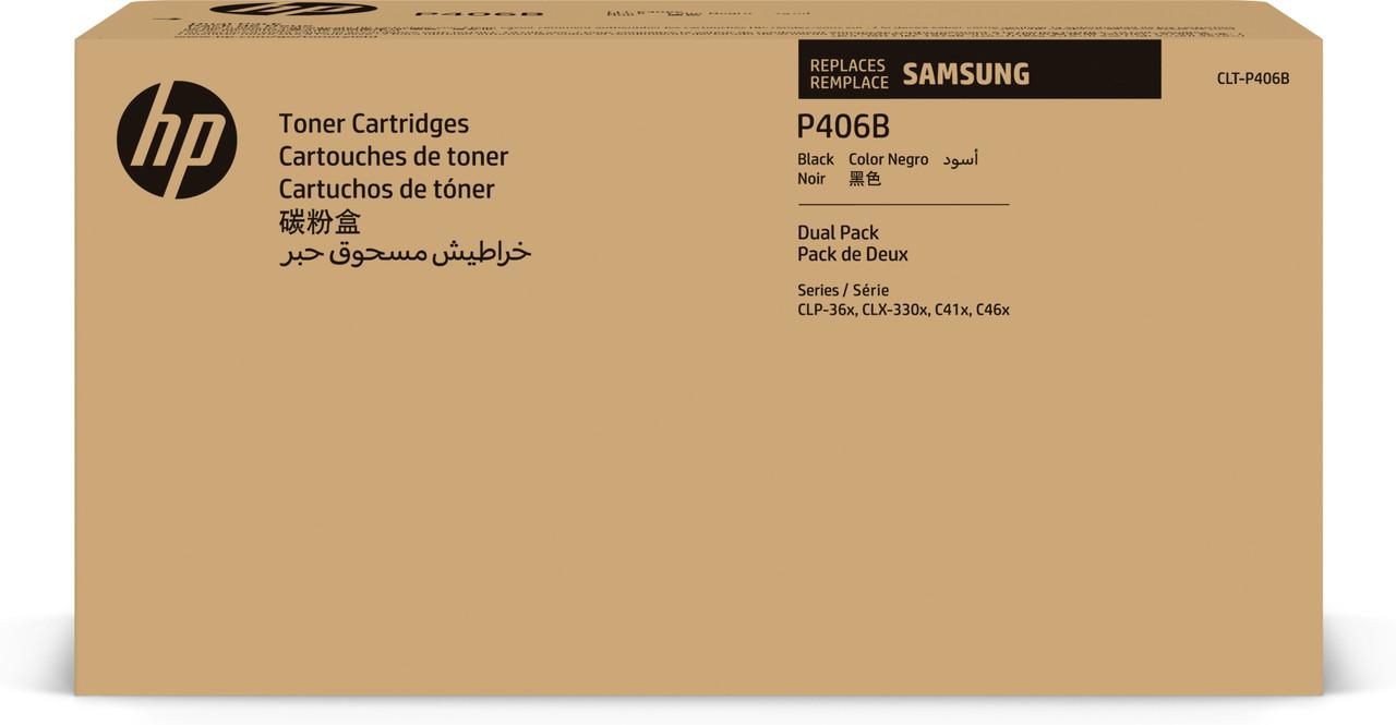 Samsung CLTP406B Black Toner Cartridge 2x 1.5K Twinpack pages - SU374A