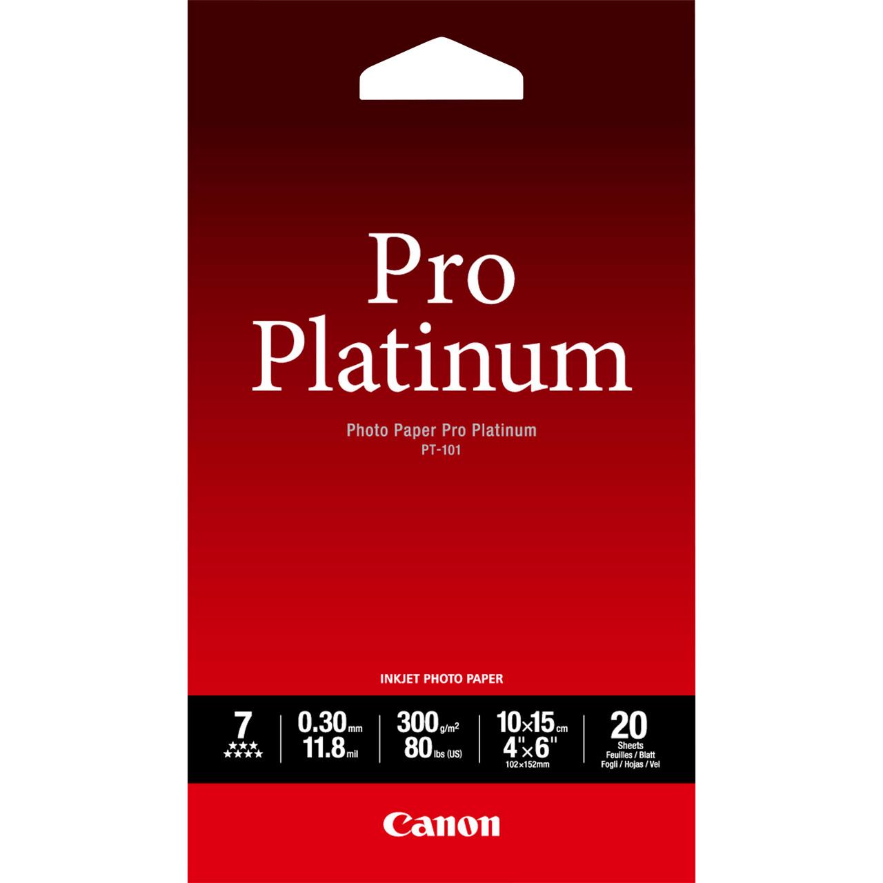 Canon Pt-101 4X6 Photo Paper Platinum Photo Paper 20 Sheets