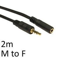 Cartridge World 3.5mm (M) Stereo Plug to 3.5mm (F) Stereo Socket 2m Black OEM Cable