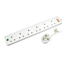 Cartridge World 5m 6 Gang Surge Protected LED Indicator UK Mains Extension - White