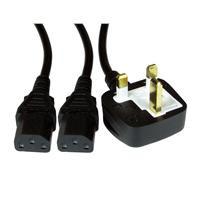 Cartridge World UK Mains to 2 x IEC Kettle 1.8m Black OEM Power Splitter Cable